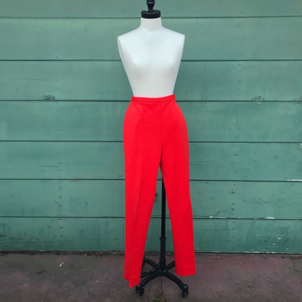 VINTAGE ORANGE 60’s 70’s Waffle Weave Pants M L